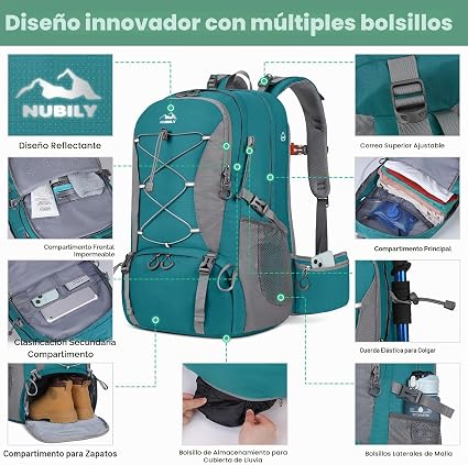 Mochila de senderismo impermeable 50L para preparacionismo